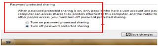 Trun off password protected sharing